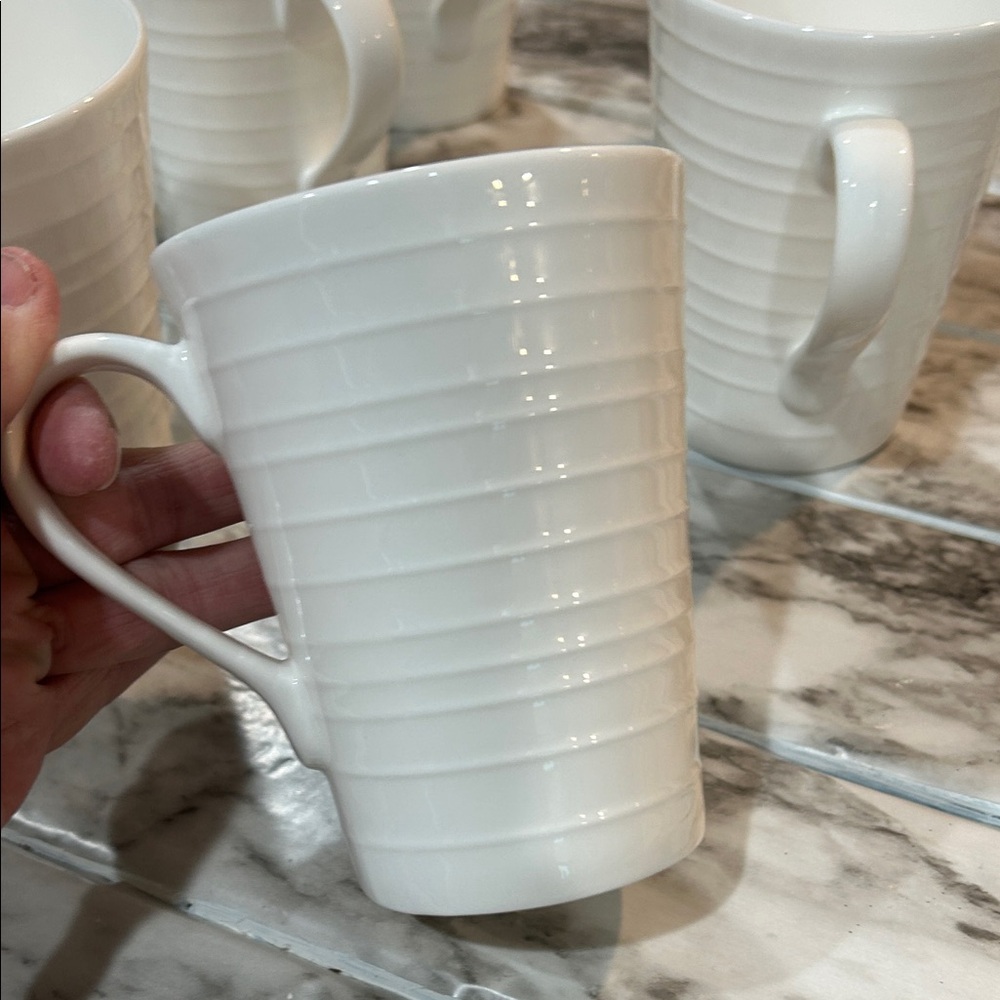 Mikasa Bone China Swirl White Ribbed Mug Set of 8 - Picture 4 of 5